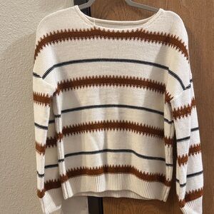 Striped Brown and White Women's Sweater